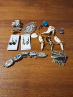Lot Sieraden: Armband, Oorbellen, Broches & Meer, Ophalen of Verzenden, Zo goed als nieuw, Zilver, Overige materialen