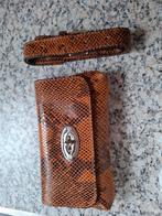 Bruine Slangenprint Clutch met Knipsluiting, Ophalen of Verzenden