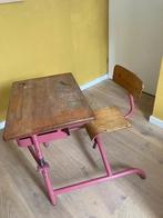 Retro kinderbureautafel en -stoel oud roze, Huis en Inrichting, Ophalen