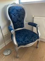Stoel, fauteuil, barok, prinsessenstoel, Blauw, Gebruikt, Stof, Barok