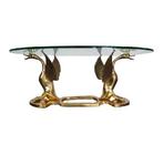 Hollywood Regency messing salontafel swan, Ophalen, 100 tot 150 cm, 50 tot 100 cm, Zo goed als nieuw