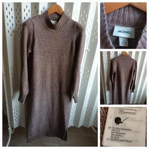 MONKI dames maxidress old pink mêlee turtleneck S/M!, Kleding | Dames, Jurken, Zo goed als nieuw, Maat 38/40 (M), Roze, Onder de knie