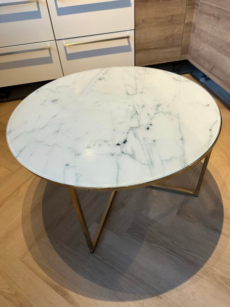Marmerlook salontafel, Ophalen, Gebruikt, 50 tot 100 cm, Rond