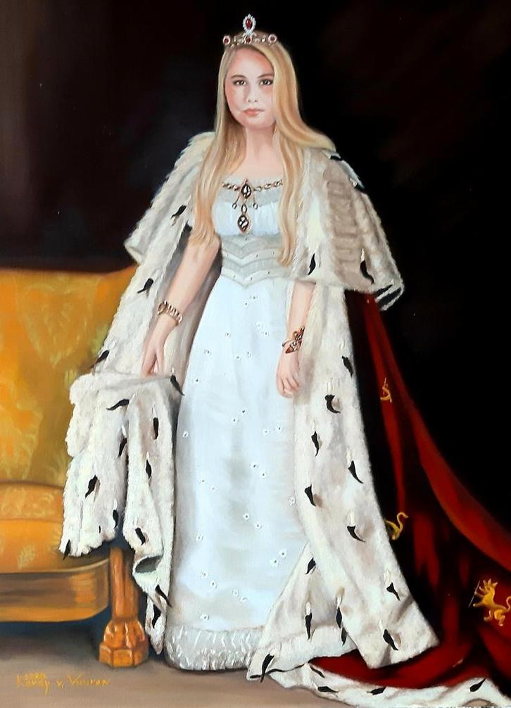 Prinses Amalia in olieverf, Antiek en Kunst, Kunst | Schilderijen | Klassiek, Ophalen