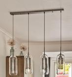 Industriële Hanglamp met 4 Glazen Kelken, Ophalen of Verzenden, 75 cm of meer, Industrieel, Glas