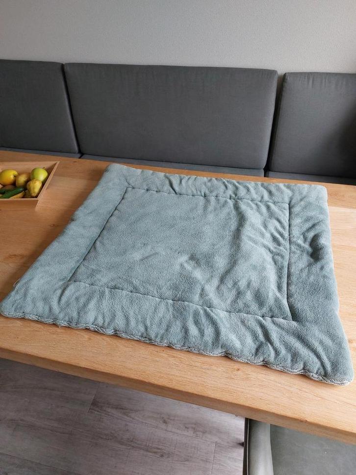 Jollein Boxkleed River Knit Ash Green 80x100cm, Kinderen en Baby's, Boxen, Zo goed als nieuw, Rechthoekig, Boxkleed, Ophalen of Verzenden