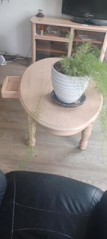 Ik bied een eiken of grenen fineer salontafel aan.