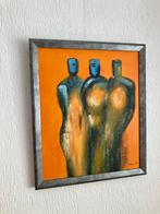 Abstract Schilderij Olieverf Ingelijst - Serie van 3 - Oranj, Antiek en Kunst, Kunst | Schilderijen | Abstract, Ophalen of Verzenden