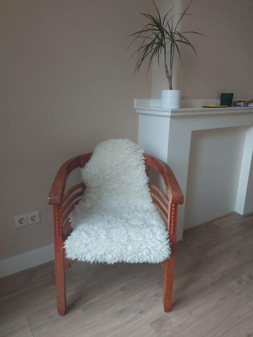 Stoel Hout met rieten leuning, Huis en Inrichting, Stoelen, Gebruikt, Eén, Hout, Riet of Rotan, Bruin, Ophalen