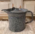 Brocante melkkoker / grijs gewolkt emaille, Antiek en Kunst, Ophalen of Verzenden