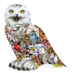 SunsOut - Snowy Owl - 650 stukjes  Vormpuzzel, Hobby en Vrije tijd, Denksport en Puzzels, Ophalen of Verzenden, 500 t/m 1500 stukjes