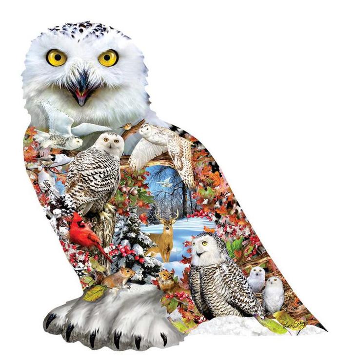 SunsOut - Snowy Owl - 650 stukjes  Vormpuzzel, Hobby en Vrije tijd, Denksport en Puzzels, Nieuw, Legpuzzel, 500 t/m 1500 stukjes
