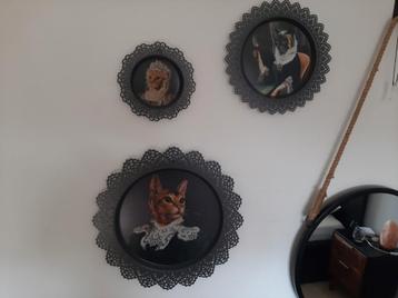 Wanddecoratie set 3x kattenafbeelding beschikbaar voor biedingen