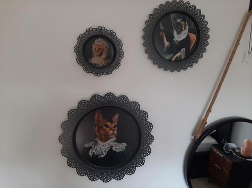 Wanddecoratie set 3x kattenafbeelding, Huis en Inrichting, Woonaccessoires | Wanddecoraties, Zo goed als nieuw, Ophalen of Verzenden