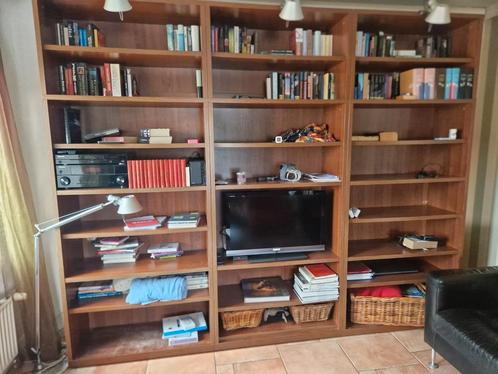 Grote houten boekenkast (3 delen), Huis en Inrichting, Kasten | Boekenkasten, Gebruikt, 200 cm of meer, 200 cm of meer, 25 tot 50 cm