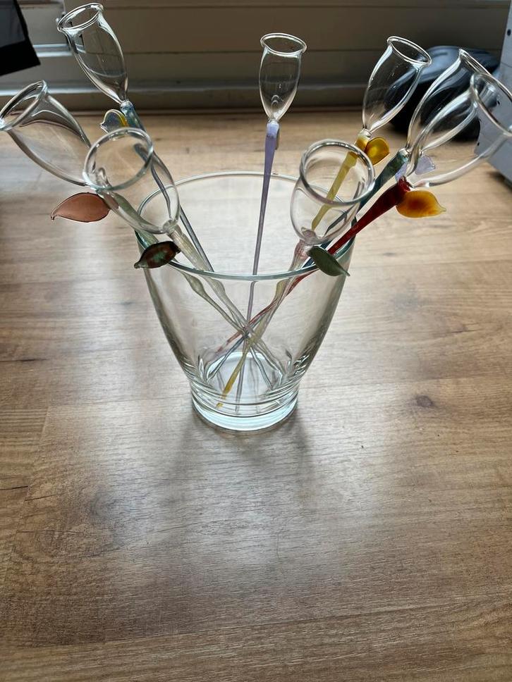 8 hand gemaakte, mond geblazen schnaps glazen zonder voet, Verzamelen, Glas en Borrelglaasjes, Zo goed als nieuw, Overige typen