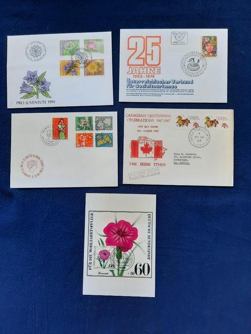 5 Stuks met flora gefrankeerde poststukken, Postzegels en Munten, Brieven en Enveloppen | Buitenland, Overige typen, Ophalen of Verzenden