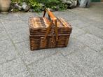 Rieten mand met stoffen bekleding, Ophalen, Rechthoekig, Riet