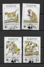 St Kitts 1986 dieren apen wwf, Postzegels en Munten, Verzenden, Gestempeld, Midden-Amerika