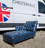 Chesterfield chaise lounge blauw leer NIEUW met certificaat!, Huis en Inrichting, Ophalen, Eenpersoons, Nieuw, Leer