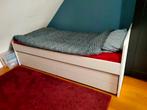 IKEA Slakt Bedframe met onderbed opberger wit, 90x200 cm, Ophalen, 90 cm, Eenpersoons, Wit