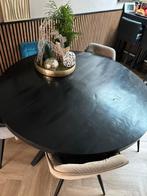 Zwarte  mango ronde tafel 1,50 doorsnede, Huis en Inrichting, Tafels | Eettafels, Ophalen, Zo goed als nieuw, Rond, 100 tot 150 cm