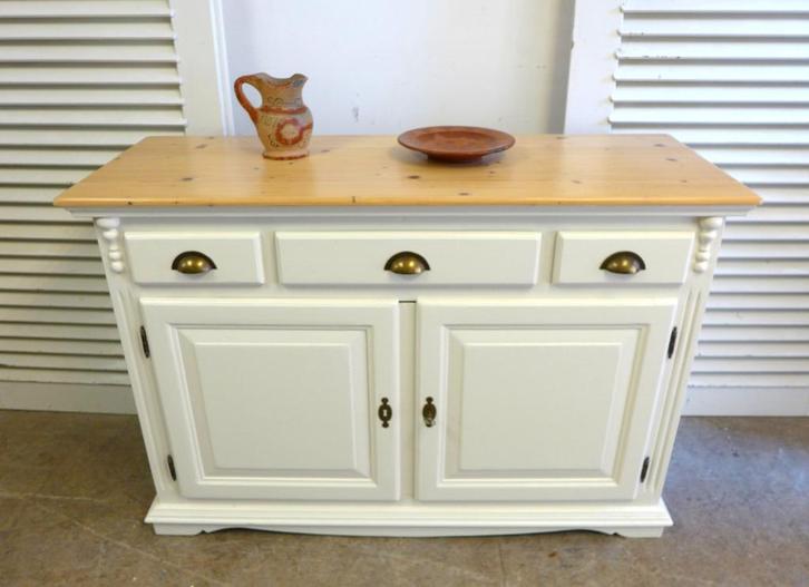 mooi wit landelijk dressoir, Huis en Inrichting, Kasten | Dressoirs, Gebruikt, 150 tot 200 cm, 25 tot 50 cm, Met lade(s), Met deur(en)