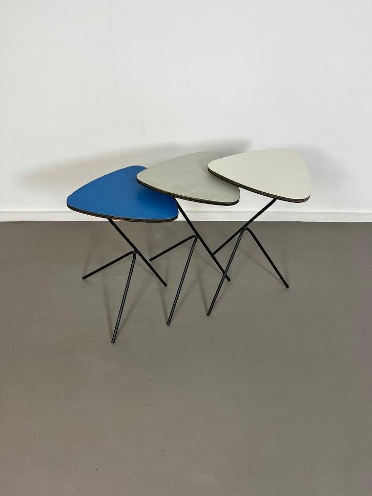 formica mimi setje met een zwart metalen frame, jaren 60, Antiek en Kunst, Antiek | Meubels | Tafels, Ophalen of Verzenden