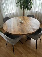Eettafel rond hout 130 cm - goedkoop, Huis en Inrichting, 100 tot 150 cm, Industrieel, 100 tot 150 cm, Rond