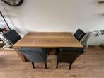 Eettafel met 6 stoelen, Huis en Inrichting, Stoelen, Ophalen, Stof, Gebruikt, Zwart