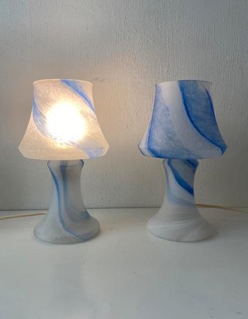 Set glazen tafellampjes design Monica Backstrim , jaren 80 beschikbaar voor biedingen