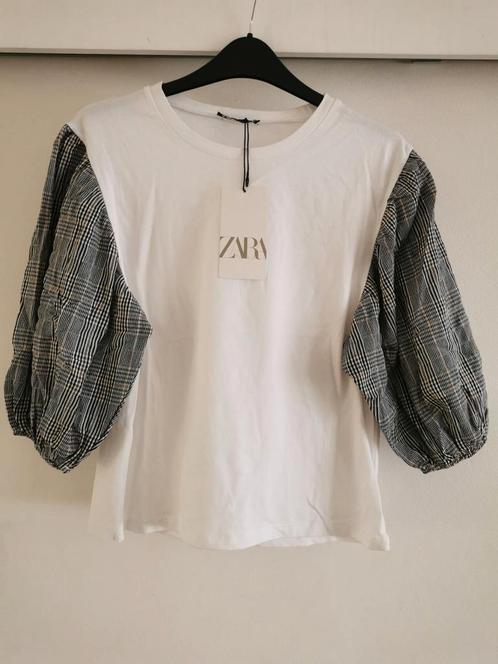 ZARA top met pofmouwen mt. S, Kleding | Dames, Tops, Nieuw, Maat 36 (S), Wit, Korte mouw, Verzenden