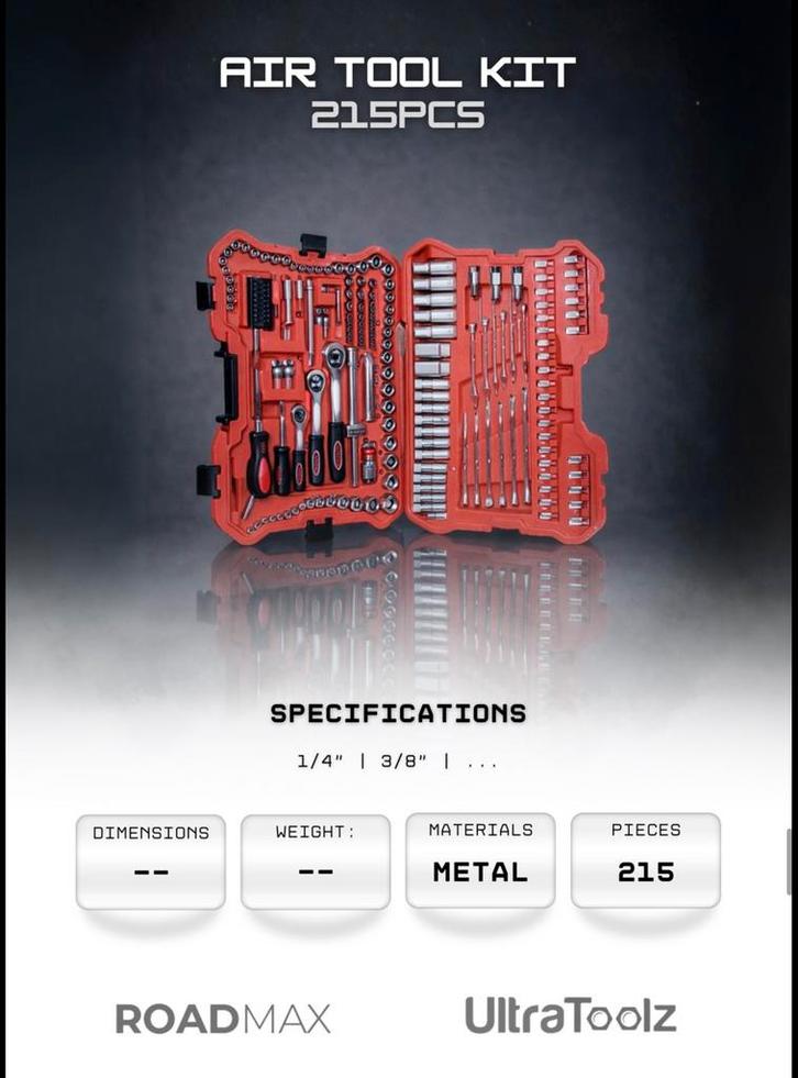 Nieuw UltraToolz 215-delige professionele doppenset, Auto diversen, Autogereedschap, Nieuw, Ophalen of Verzenden