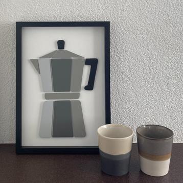 Schilderijtje van hout - Koffie Percolator / Moka Express beschikbaar voor biedingen