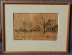 Krijttekening Boerderijen door JC Roelandse hxb: 11,3 x 18,3, Ophalen of Verzenden