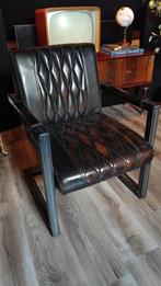 Kunstleder fauteuil industrieel bruin metaal, Huis en Inrichting, Ophalen, Bruin, Zo goed als nieuw, Metaal