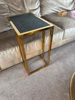 Gouden Bijzettafel met Zwart Blad richmond, Ophalen, Minder dan 55 cm, Gebruikt, Metaal of Aluminium