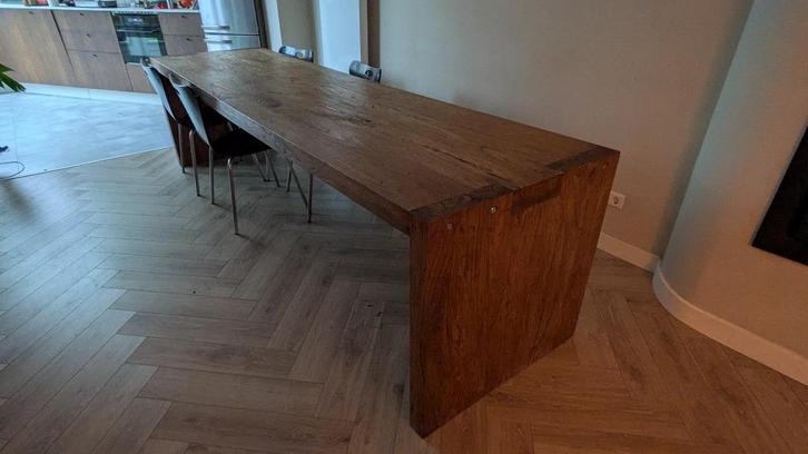 prachtige unieke lange eiken eettafel, Huis en Inrichting, Tafels | Eettafels, Zo goed als nieuw, 50 tot 100 cm, 200 cm of meer