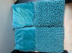 4 kussens in aqua/cyclaan kleur, Ophalen of Verzenden, Gebruikt, Blauw