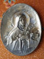 Mooie oude Maria hanger uit Engeland van tin en hout 14,2 cm, Antiek en Kunst, Ophalen of Verzenden