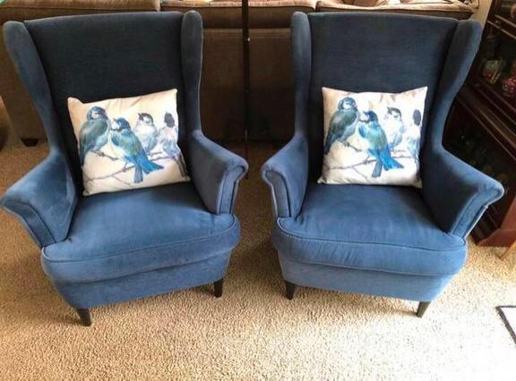 2 Ikea Strandmon stoelen - Zo goed als nieuw!, Huis en Inrichting, Fauteuils, Zo goed als nieuw, Stof, 75 tot 100 cm, Ophalen