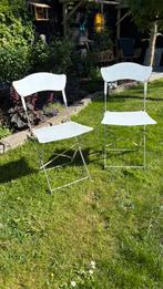 Brocante Bistro ijzeren stoelen wit opklapbaar, Ophalen, Zo goed als nieuw, Metaal