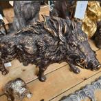Polystone Wild Zwijn Beeld - Zwart/Brons - 44cm, Helene Livingstyle, Helenelivingstyle@gmail.com, 7531TJ, Nieuw
