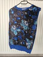 blauw topje met bloemenprint, Maat 38/40 (M), Blauw, Ophalen of Verzenden, Zonder mouw