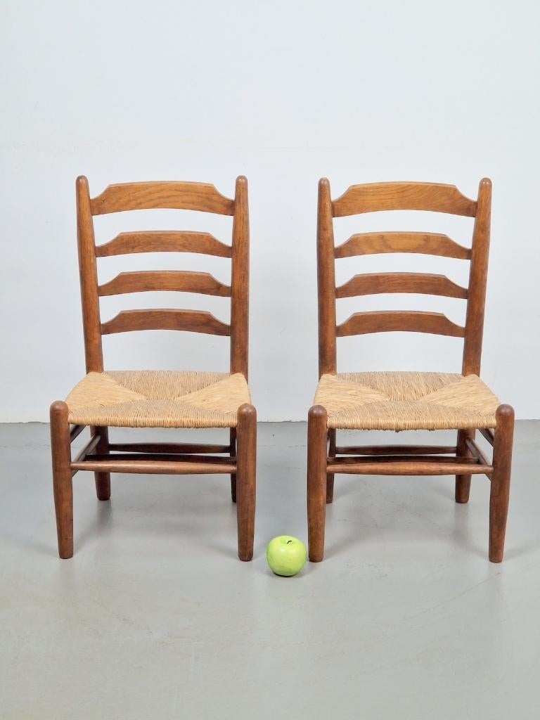 Set vintage brutalist charlotte perriand ladderstoel ‘60, Huis en Inrichting, Stoelen, Twee, Vintage, N, N