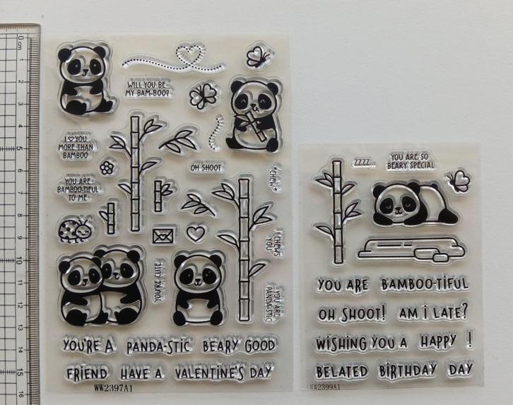 Stempelsets pandaberen, Hobby en Vrije tijd, Stempelen, Nieuw, Clearstamp, Ophalen of Verzenden