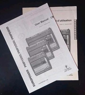 Behringer Europower PMP1000/3000/5000 Handleiding beschikbaar voor biedingen