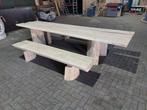 Massief eiken picknicktafel met banken, Tuin en Terras, Picknicktafels, Ophalen, Nieuw, Rechthoekig, Hout