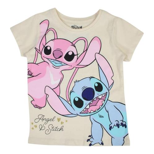 Stitch en Angel T-shirt - zacht geel - 92-98-104-110-116-128, Kinderen en Baby's, Kinderkleding | Maat 104, Nieuw, Meisje, Shirt of Longsleeve