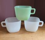 3 stuks vintage opale soepkommen/ jaren 60 / groen + wit, Ophalen of Verzenden